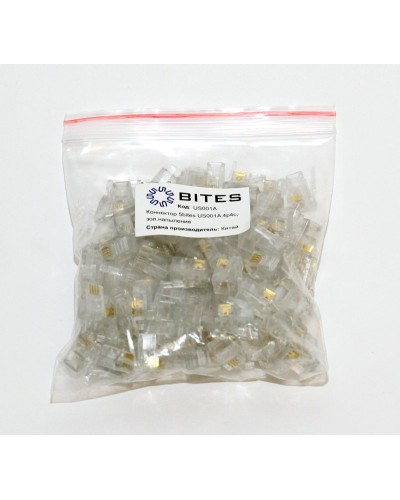 US010A (100шт). Телефонный разъем 4P4C (RJ-11). 5bites в Твери