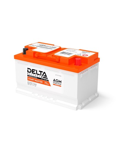 Delta START MASTER AGM 1270 (70 Ah). Аккумулятор автомобильный герметичный свинцово-кислотный. Delta в Твери