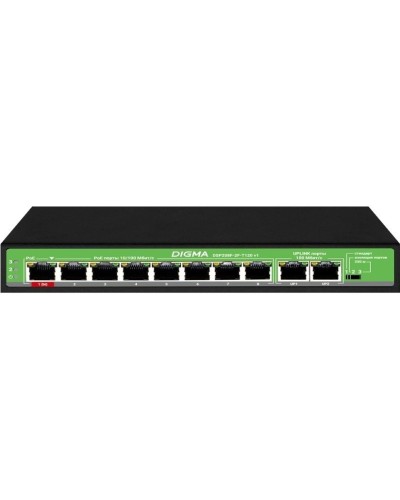 DSP208F-2F-T120 DSP208F-2F-T120 V1 (L2) 10х100Мбит/с 8PoE 8PoE+ 120W. Коммутатор с питанием по PoE. Digma в Твери