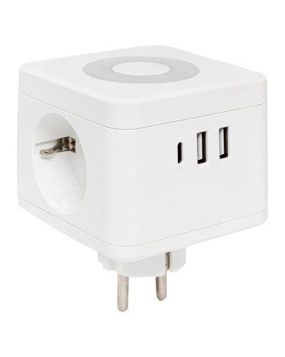 Тройник Куб 2 гнезда 2USB 2,4А+Type C + Ночник. Тройник Куб. EKF в Твери