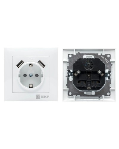 Валенсия розетка 1-местная с/з 16А (EWR16-028-10-2USB). Розетка 1-местная с/з 16А. EKF в Твери