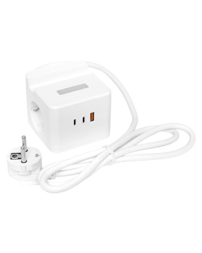 Удлинитель Куб 2 гнезда USB + 2Type C с быстрой зарядкой, подставкой под телефон и ночником 1,3 метра 1мм2. Удлинитель Куб. EKF в Твери