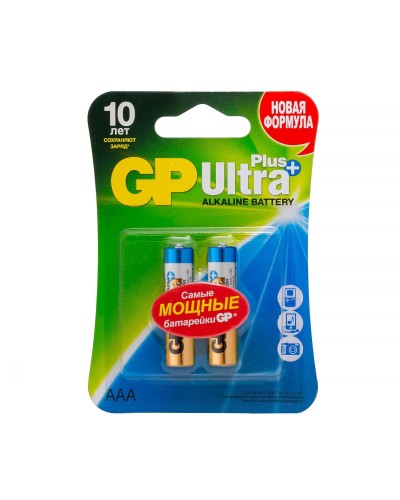 GP Ultra Plus Alkaline 24A AAA (GP 24AUP-2CR2), упак. 2 шт. БЛИСТЕР. Алкалиновые батарейки. GP Batteries в Твери