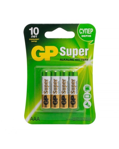 GP Super Alkaline 24A AAA (GP 24A-2CR4), упак. 4 шт. БЛИСТЕР. Алкалиновые батарейки. GP Batteries в Твери