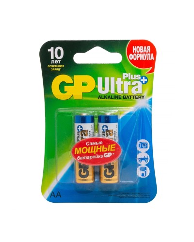 GP Ultra Plus Alkaline 15A AA (GP 15AUP-2CR2), упак. 2 шт. БЛИСТЕР. Алкалиновые батарейки. GP Batteries в Твери