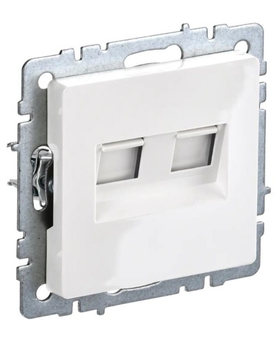 Розетка RJ11+RJ45 РК/Т12-БрБ белая BRITE (BR-KT20-O-1-K01). Розетка двойная. IEK в Твери