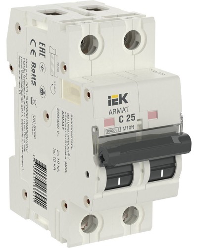 M10N 2P C 25А 10кА ARMAT (AR-M10N-2-C025). Автоматический выключатель. IEK в Твери
