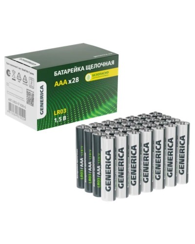 Батарейка Alkaline LR03/AAA GENERICA (28 шт) (ABT-LR03-ST-B28-G). Батарейка щелочная. IEK в Твери
