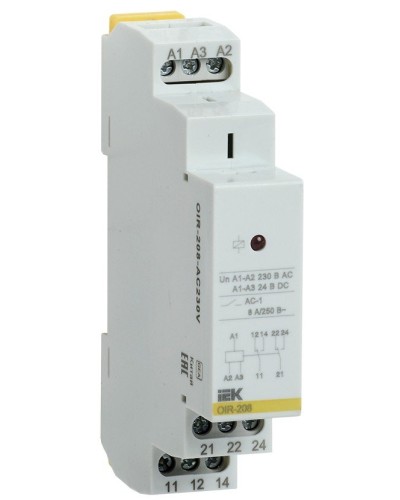 Реле промежуточное модульное OIR 2 контакта 8А 230В AC (OIR-208-AC230V). Реле промежуточное модульное. IEK в Твери