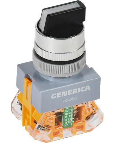Переключатель D7-20X3 на 3 положения черный GENERICA (BSW50-20X3-3-21-3-K02-G). Переключатель. IEK в Твери