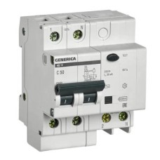 GENERICA АД12 2Р 50А 30мА (MAD15-2-050-C-030). Автоматический выключатель дифференциального тока. IEK