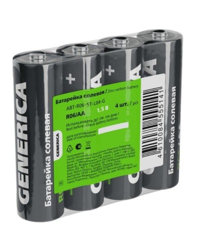 Батарейка солевая R06/AA GENERICA (4 шт) (ABT-R06-ST-L04-G). Батарейка солевая. IEK в Твери