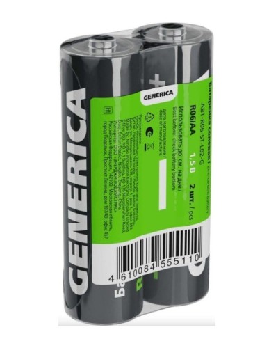 Батарейка солевая R06/AA GENERICA (2 шт) (ABT-R06-ST-L02-G). Батарейка солевая. IEK в Твери