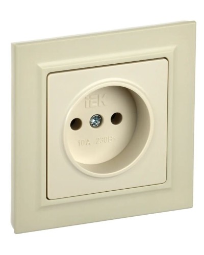 Розетка без з/к в сборе РСР10-1-0-БрКр бежевый BRITE (BR-R10-10-K10-F). Розетка без заземления без защитных шторок. IEK в Твери