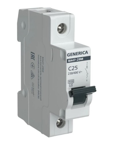 GENERICA ВА47-29М 1P C 25А 4,5кА (MVA21-1-025-C-G). Автоматический выключатель. IEK в Твери