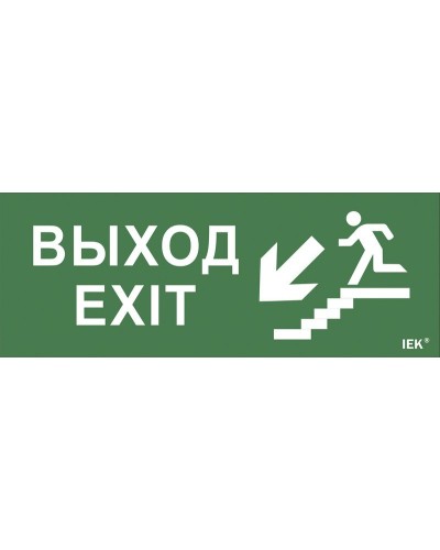Самоклеящаяся этикетка Выход/лестница вниз/фигура (LPC10-1-24-09-VLVNF). Самоклеящаяся этикетка 240х90 мм. IEK в Твери