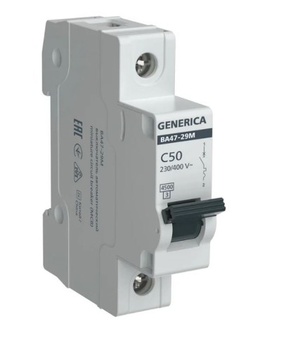 GENERICA ВА47-29М 1P C 50А 4,5кА (MVA21-1-050-C-G). Автоматический выключатель. IEK в Твери