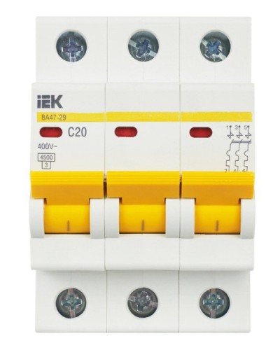 ВА47-29 3P C 20А 4,5кА KARAT (MVA20-3-020-C). Автоматический выключатель. IEK в Твери
