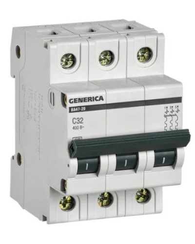 GENERICA ВА47-29 3P C 32А 4,5кА (MVA25-3-032-C). Автоматический выключатель. IEK в Твери