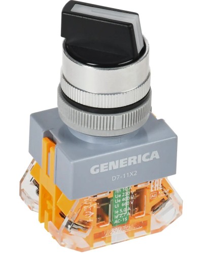 Переключатель D7-11X2 на 2 положения черный GENERICA (BSW50-11X2-3-21-2-K02-G). Переключатель. IEK в Твери