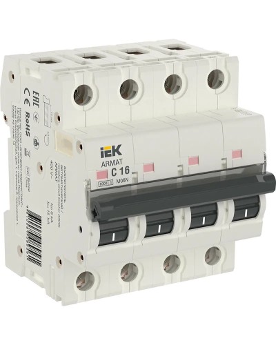 M06N 4P C 16А 6кА ARMAT (AR-M06N-4-C016). Автоматический выключатель. IEK в Твери