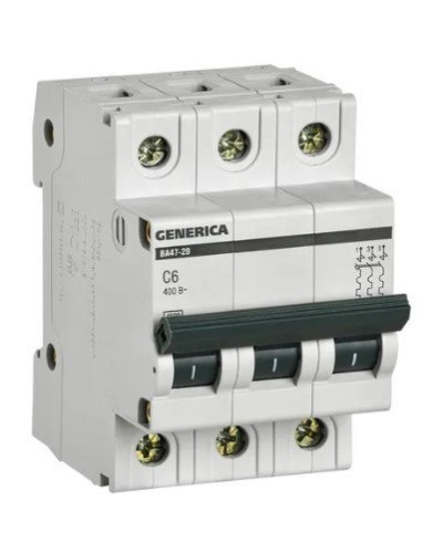 GENERICA ВА47-29 3P C 6А 4,5кА (MVA25-3-006-C). Автоматический выключатель. IEK в Твери