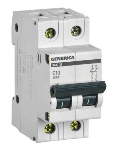 GENERICA ВА47-29 2P C 10А 4,5кА (MVA25-2-010-C). Автоматический выключатель. IEK в Твери