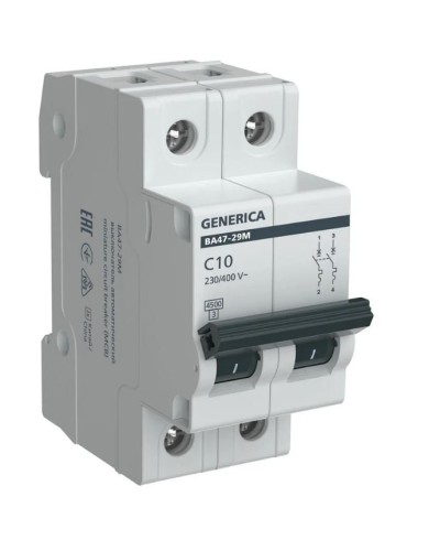 GENERICA ВА47-29М 2P C 10А 4,5кА (MVA21-2-010-C-G). Автоматический выключатель. IEK в Твери