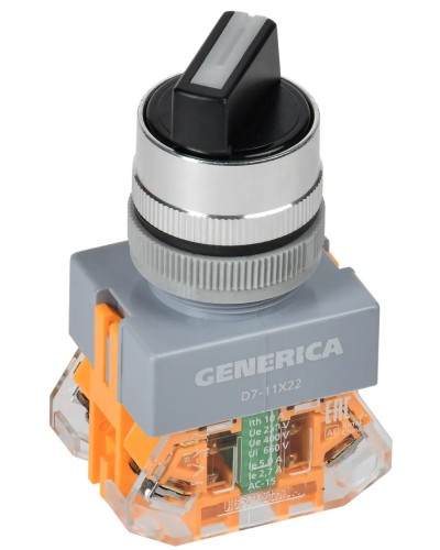 Переключатель D7-11X22 на 2 положения черный GENERICA (BSW50-11X22-3-22-2-K02-G). Переключатель с самовозвратом. IEK в Твери