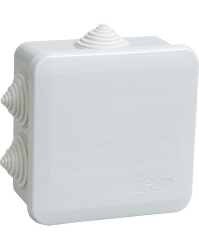 Коробка распаячная КМ41255 100х100х50 открытой проводки IP44 6 гермовводов серая (UKOZ11-100-100-050-K41-44). Коробка распаячная безгалогенная (HF) с защелкивающейся крышкой. IEK в Твери