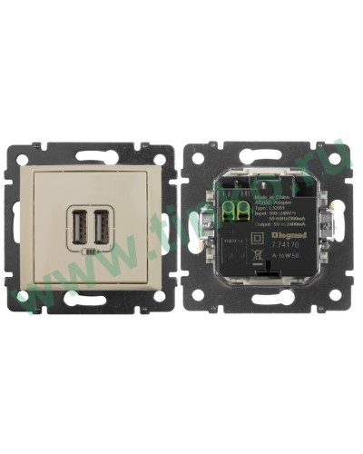 Розетка Valena двойная, USB, слоновая кость (774170). Розетка. LegranD в Твери