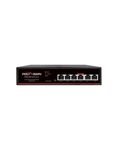 PND-04P-2M v.2. Коммутатор 6-портовый с функцией PoE. Polyvision в Твери
