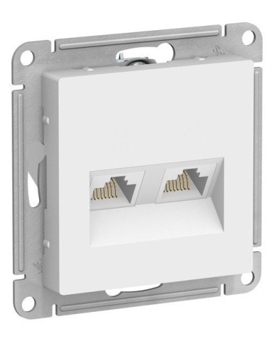AtlasDesign розетка RJ45+RJ45, 2-местная, скрытой установки, механизм, белый (ATN000185). Розетка компьютерная. Systeme Electric в Твери