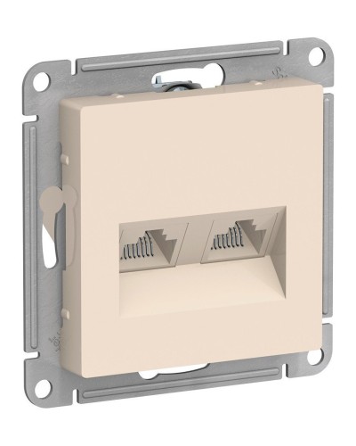 AtlasDesign розетка RJ45+RJ45, 2-местная, скрытой установки, механизм, бежевый (ATN000285). Розетка компьютерная. Systeme Electric в Твери