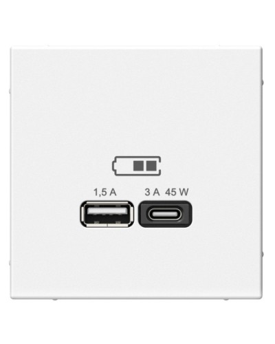 ArtGallery розетка USB тип-A+C 45Вт, скрытой установки, механизм, белый (GAL000129). Розетка USB. Systeme Electric в Твери