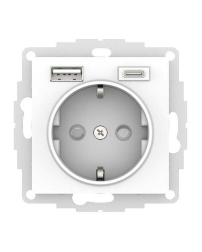 AtlasDesign розетка 1-местная с 2 USB A+C, скрытой установки, механизм, белый (ATN000132). Розетка с USB. Systeme Electric в Твери