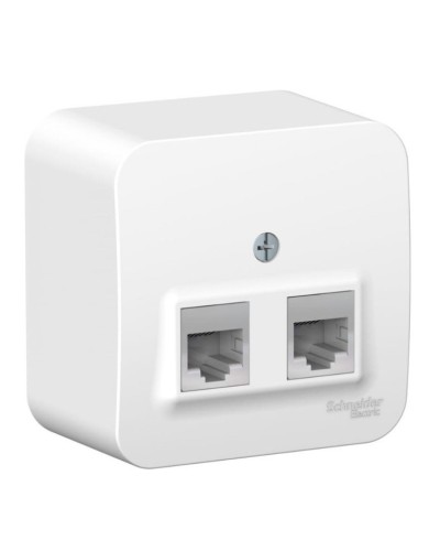 BLANCA розетка RJ11+RJ45, 2-местная, кат. 5Е, открытой установки, белый (BLNIA045111). Розетка компьютерная + телефонная с изолированной пластиной. Systeme Electric в Твери