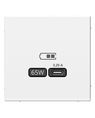 ArtGallery розетка USB тип-С 65Вт высокоскоростной заряд. QC, PD, скрытой установки, механизм, белый (GAL000127). Розетка USB. Systeme Electric в Твери