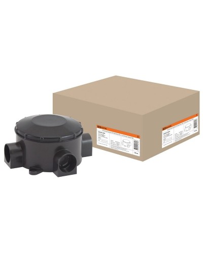 Распаячная коробка ОП D80х35мм, IP42, 3-х рожковая, черная TDM (SQ1401-4044). Распаячная коробка ОП. TDM ЕLECTRIC в Твери