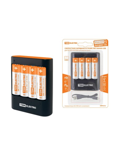 Зарядное устройство 36044Н (3600mA 4слота АА/ААА 4 кан.+4xAA2500 USB) (SQ1702-0101). Зарядное устройство. TDM ЕLECTRIC в Твери