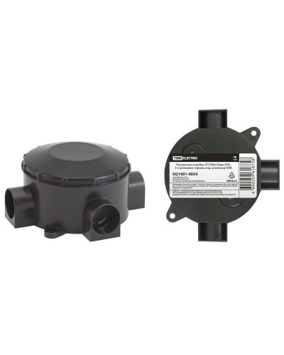 Распаячная коробка ОП D80х35мм, IP42, 3-х рожковая, черная TDM (SQ1401-4054). Распаячная коробка ОП. TDM ЕLECTRIC в Твери