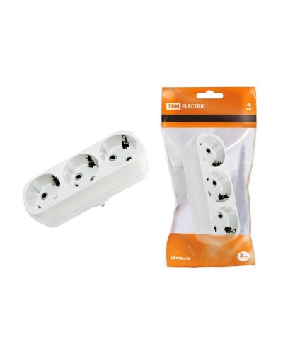 Блок на 3 гнезда 2П+З плоский 16А 250B TDM (SQ1806-0033). Розетка. TDM ЕLECTRIC в Твери