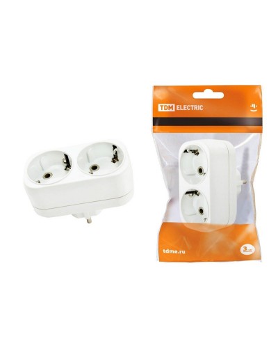 Блок на 2 гнезда 2П+З плоский 16А 250B TDM (SQ1806-0026). Розетка. TDM ЕLECTRIC в Твери