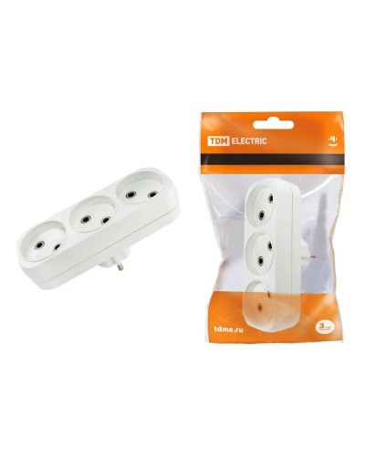 Блок на 3 гнезда 2П б/з плоский 6А 250B TDM (SQ1806-0027). Розетка. TDM ЕLECTRIC в Твери