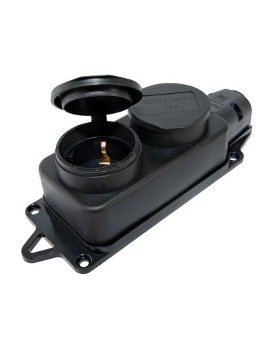 Розетка двухместная 2Р+РЕ 16А 250В IP44 (SQ0612-0010). Розетка двухместная с заглушками каучук. TDM ЕLECTRIC в Твери