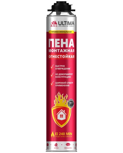 Пена огнестойкая ULTIMA PRO, 750 мл. Пена монтажная профессиональная. ULTIMA в Твери