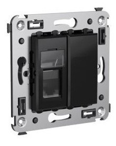 Розетка RJ-45 в стену Avanti одинарная черный квадрат (4402463). Розетка компьютерная. ДКС в Твери