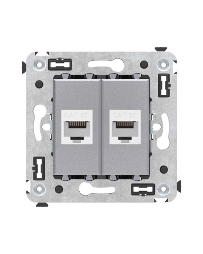 Розетка RJ-45 в стену, кат.5E, Avanti, двойная, закаленная сталь (4404664). Розетка компьютерная. ДКС в Твери
