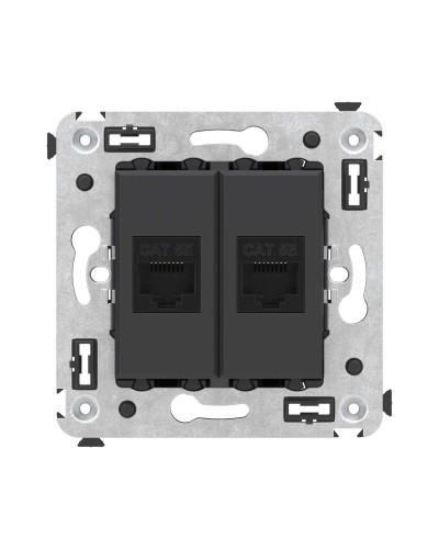 Розетка RJ-45 в стену, кат.5E, Avanti, двойная, черный матовый (4412664). Розетка компьютерная. ДКС в Твери