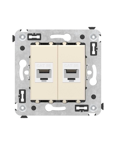 Розетка RJ-45 в стену, кат.5E, Avanti, двойная, ванильная дымка (4405664). Розетка компьютерная. ДКС в Твери